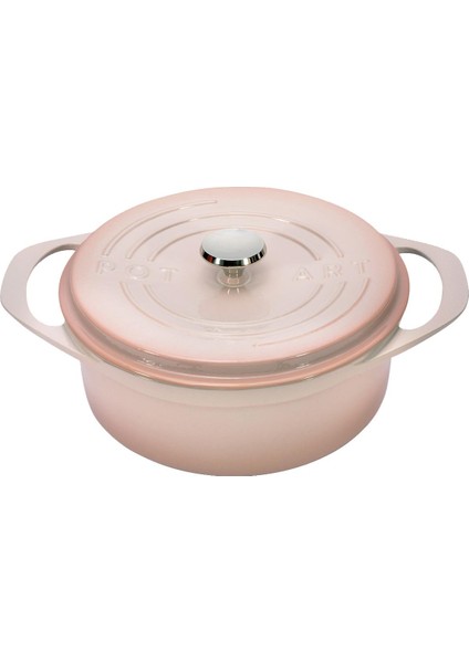 Fonksiyonel Kapaklı Lotus Pembe Derin Döküm Tencere 28 cm
