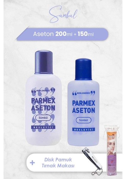 Aseton Sümbül 125 Ml, Sümbül 200 Ml, Tırnak Makası Ve Disk Makyaj Pamuğu 100'Lü