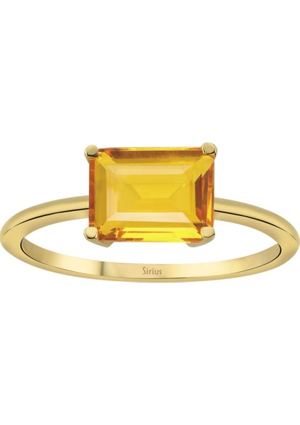 Oktagon Kesim Sitrin Taşlı Tektaş Yüzük 0402R0046 fiyatları