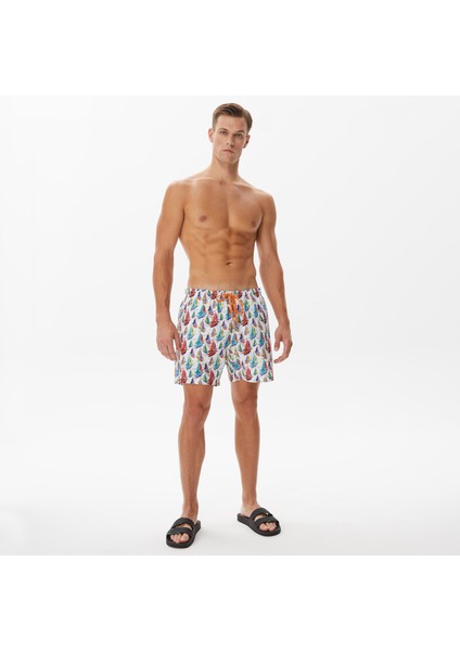 Nautıca Erkek Beyaz Baskılı Şort Mayo T35516T.1BW