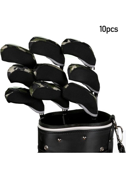 10 Adet Su Geçirmez Golf Demir Başlıklar Seti Golf Kulübü Kafa Kapağı Koruyucusu Çok Renkli (Yurt Dışından) modelleri