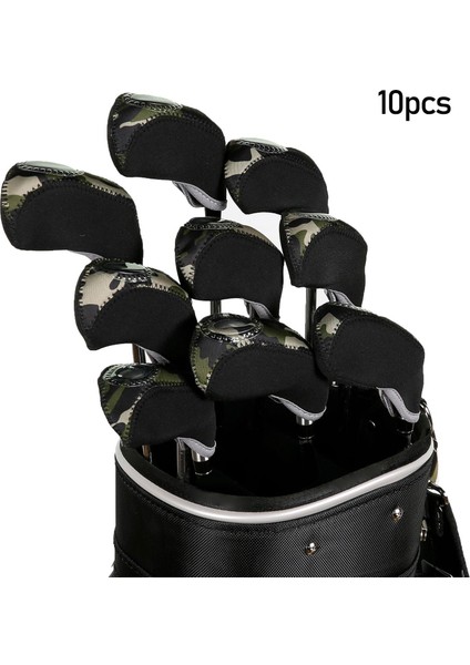 10 Adet Su Geçirmez Golf Demir Başlıklar Seti Golf Kulübü Kafa Kapağı Koruyucusu Çok Renkli (Yurt Dışından) fırsatları