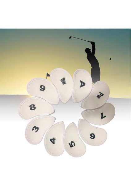 10 Adet Golf Kulübü Demir Headcover Set Koruma Bekçisi Koruyucu Beyaz (Yurt Dışından) fırsatları