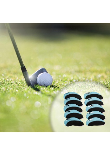 10 Adet Su Geçirmez Golf Demir Başlıklar Seti Golf Kulübü Kafa Kapağı Koruyucusu Mavi (Yurt Dışından) fırsatları