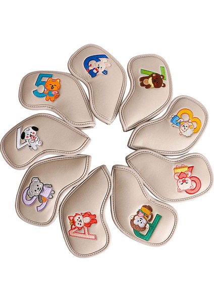 9 Adet Golf Demir Headcover Golf Kulübü Kafa Kapağı Golf Eğitimi Bej Koruyucu (Yurt Dışından) fiyatları