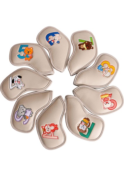 9 Adet Golf Demir Headcover Golf Kulübü Kafa Kapağı Golf Eğitimi Bej Koruyucu (Yurt Dışından) indirimleri