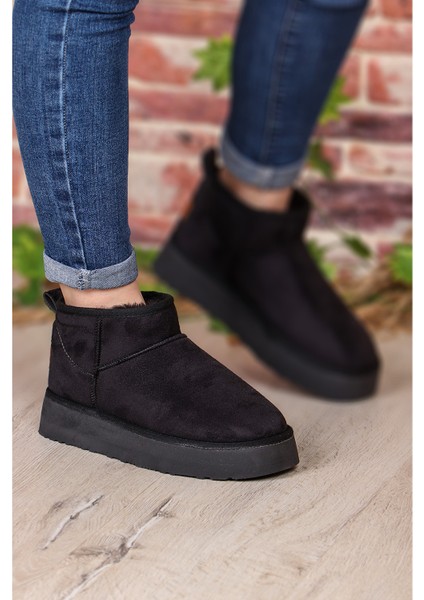 Kadın Kısa İçi Peluş Süet Siyah Yüksek Taban Günlük Bot 52709 fiyatları