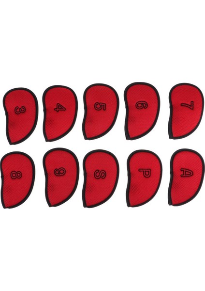 10 Paket Golf Head-Incovers Golfğı ve Nummber 4 5 6 7 8 9 P A S Red (Yurt Dışından)