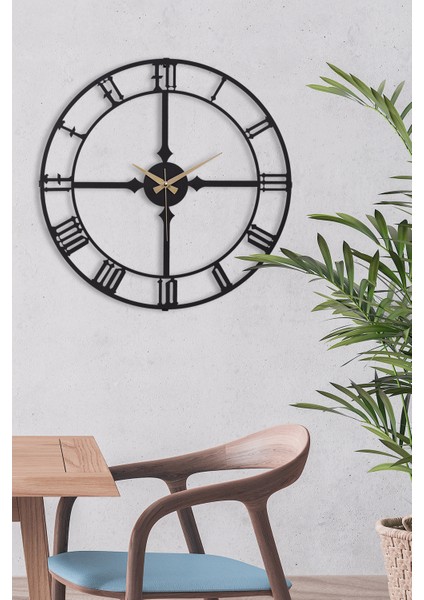 Muyika Stile Yeni Koleksiyon Dekoratif Metal Siyah Duvar Saati 41X41CM Sessiz Mekanizmalı Mds-41