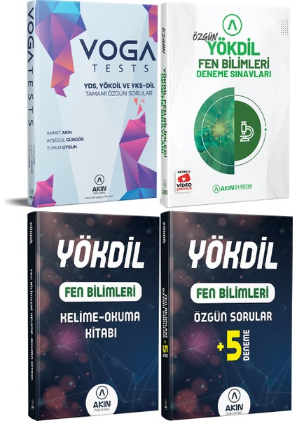 YÖKDİL Voga Tests - Fen Bilimleri Deneme Sınavları - Kelime - Okuma - Özgün Sorular – 5 Deneme