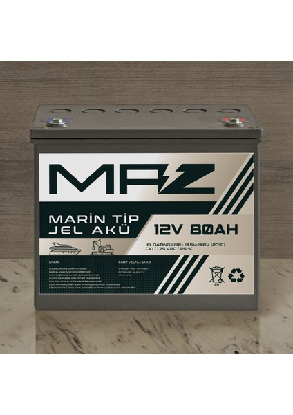 12 Volt 80 Amper (Ah) Marin Jel Vrla Akü (Yat Tekne Akü) fırsatları
