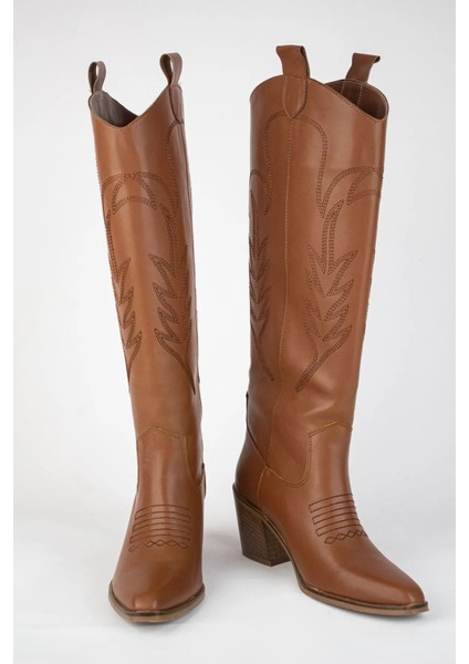 Kadın Western Kovboy Nakışlı Topuklu Çizme modelleri