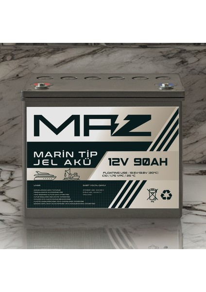 Maz Akü 12 Volt 90 Amper (Ah) Marin Jel VRLA Akü (Yat Tekne Akü)