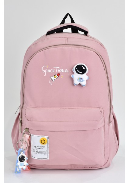 Unisex Çok Gözlü Günlük Seyahat Okul Sırt Çantası Pembe 51497