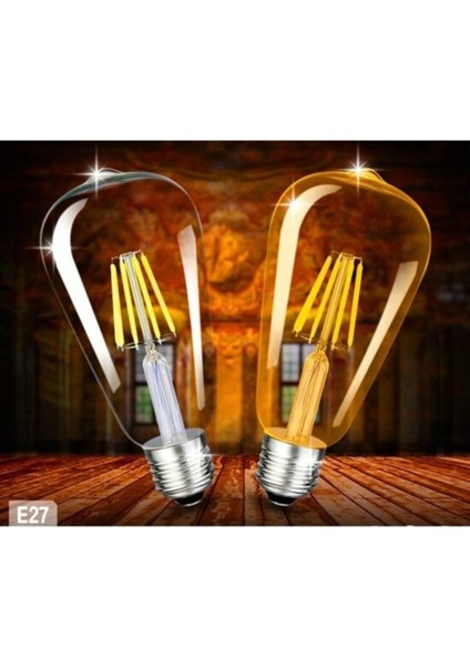 4 Adet Rustik Ampul ST64 4W LED Dekoratif Vintage Ampul