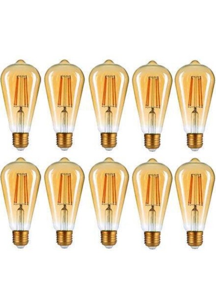 ST64 Flamanlı 4W Rustik LED Ampul 10'lu Paket Dekoratif Aydınlatma