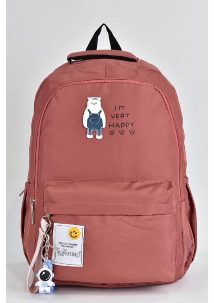 Unisex Çok Gözlü Günlük Seyahat Okul Sırt Çantası Gül Kurusu 51501