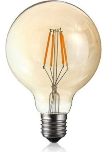4'lü Rustik LED Ampül E27 Duy G95 Glop Model 4W Amber Rengi