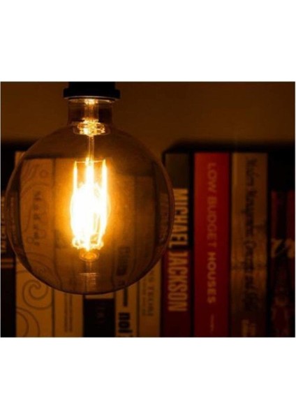 4'lü Rustik LED Ampül E27 Duy G95 Glop Model 4W Amber Rengi