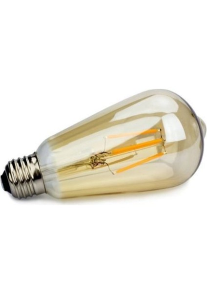 Rustik LED Ampül E27 Duy Armut Tipi ST64 Model 4W Amber Rengi 360LMN