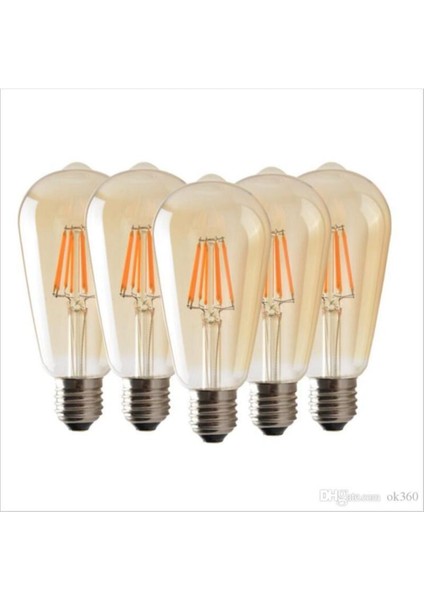 LED 6 Adet 4W Flemanlı LED Dekoratif Rustik Ampul ST64