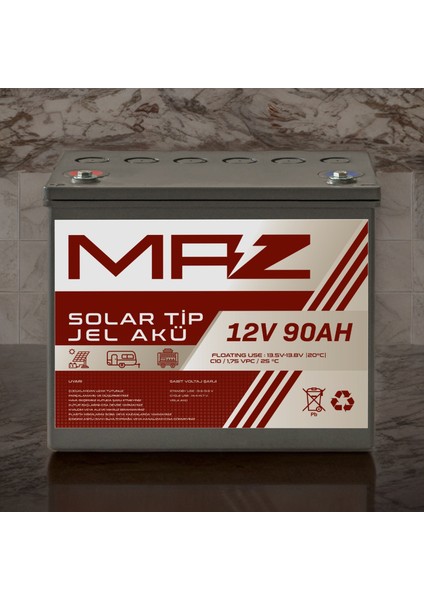 12 Volt 90 Amper (Ah) Solar Jel Akü (Güneş Paneli Akü) fiyatları