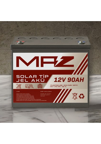 12 Volt 90 Amper (Ah) Solar Jel Akü (Güneş Paneli Akü) modelleri