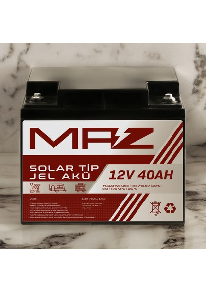 12 Volt 40 Amper (Ah) Solar Jel Akü (Güneş Paneli Akü) fiyatları