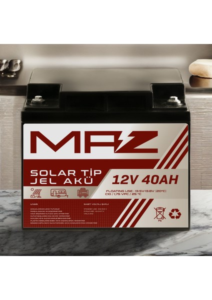 12 Volt 40 Amper (Ah) Solar Jel Akü (Güneş Paneli Akü) fırsatları