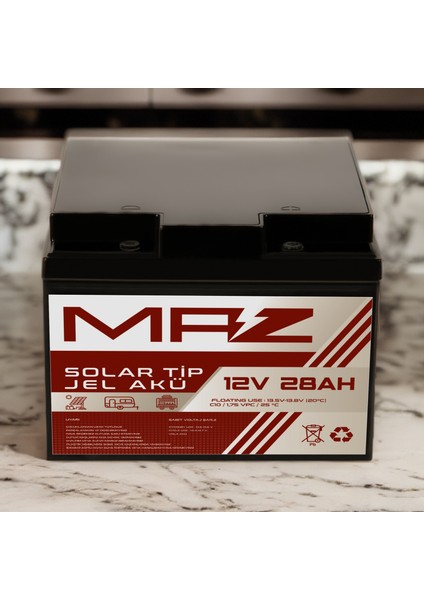 12 Volt 28 Amper (Ah) Solar Jel Akü (Güneş Paneli Akü) fiyatları