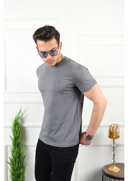 Erkek 5'li Tişört Standart Kalıp Bisiklet Yaka Yazlık Basic Erkek T-Shirt