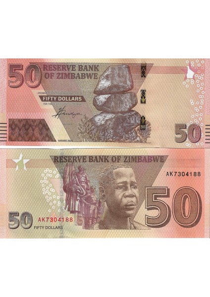 Zimbabwe 2020 Yılı 50 Dolar Yabancı Kağıt Para Çil (Unc) Koleksiyon Para