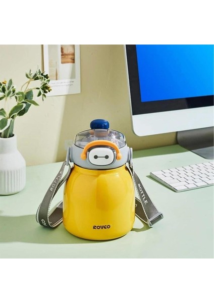 Rovco Paslanmaz Çelik Pipetli Matara 1000ML Sarı