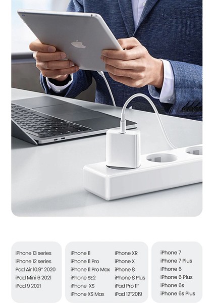 Yeni Nesil Lightning Girişli Hızlı Şarj Aleti Cihazı Typec Kablosu ve Adaptör Tüm iPhone Modelleriyle Uyumlu Muadil Şarj Aleti