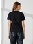 Bisiklet Yaka Baskılı Siyah Kadın T-Shirt 74PBHG03 5