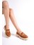 MB1170-TB Kalın Taban Lüx Süet Tokalı Taba Kadın Kolej Loafer 1