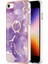Apple iPhone 7/8 Yüzük Kickstand Tasarımı Mermer Desen Kılıfı Elektrokaplama Çerçevesi Telefon Kapak-Morası (Yurt Dışından) 1