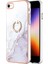 Apple iPhone 7/8 Yüzük Kickstand Tasarımı Mermer Desen Kılıfı Elektrokaplama Çerçevesi Telefon Kapak-Beyaz (Yurt Dışından) 1