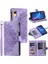 Apple iPhone Xr Mandala Çiçeği Baskılı Pu Deri Kılıf Manyetik Çanta Fermuarı Cep Stand Cüzdan Strap-Murple ile Çoklu Kart Yuvaları Telefon Kapağı (Yurt Dışından) 1