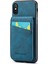 Apple iPhone X/xs Için Çılgın At Doku Telefon Kapağı Kickstand Pu Derisi+Tpu Kart Yuvası Kılıf Mavisi (Yurt Dışından) 1