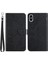 Apple iPhone Xs Için Max Telefon Kılıfı Pu Deri Kılıf Katlama Stand Cilt Dokunuşlu Kelebek Çiçek Deseni Hissedilmiş Flip Cüzdan Telefon Kapağı Bilek Kayış-Black (Yurt Dışından) 1
