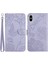Apple iPhone Xs Max Telefon Kılıfı Pu Deri Kılıf Katlama Stand Cilt Dokunuşlu Kelebek Çiçek Deseni Hissedilmiş Flip Cüzdan Telefon Kapağı Bilek Kayış Işık Mor ile (Yurt Dışından) 1