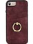 Apple iPhone 7/8 Retro Pu Deri Kaplamalı Tpu Ring Kickstand Telefon Kılıf Kart Tutucu Geri Kapak Koşusu Kırmızı (Yurt Dışından) 2