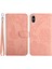 Apple iPhone Xs Için Max Telefon Kılıfı Pu Deri Kılıf Katlama Stand Cilt Dokunuşu Hissedilmiş Kelebek Çiçek Deseni Baskılı Flip Cüzdan Telefon Kapağı Bilek Strap-Pink ile (Yurt Dışından) 1