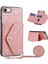 Apple iPhone 7/8kickstand Telefon Kasası Pu Derisi+Tpu Kart Tutucu-Pembe ile Tpu Işıltılı Toz Kapağı (Yurt Dışından) 1