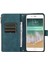 Apple iPhone 7/8 Baskılı Telefon Kılıfı 9 Kart Yuvaları Deri Cüzdan Stand Kapağı Zipper Cep Yeşili (Yurt Dışından) 2