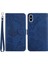 Apple iPhone Xs Için Max Telefon Kılıfı Pu Deri Kılıf Katlama Stand Cilt Touch Hissed Hisset Kelebek Çiçek Deseni Baskılı Flip Cüzdan Telefon Kapağı Bilek Kayış Mavisi (Yurt Dışından) 1
