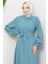 Gömlek Yaka Kuşaklı Ferace Mint HM2253 2