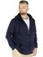 Büyük Beden Erkek Sweatshirt Zippered Recycle B20533 Lacivert 2