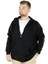 Büyük Beden Erkek Sweatshirt Zippered Recycle B20533 Siyah 2